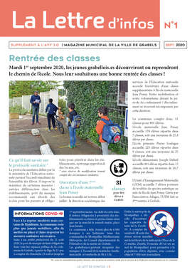 Lettre d'infos n°01 - Sept. 2020